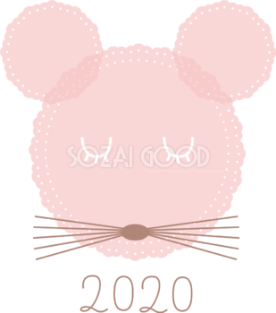 レースペーパーでできたねずみ(ネズミ 鼠) かわいい子年の無料イラスト(2020)85303