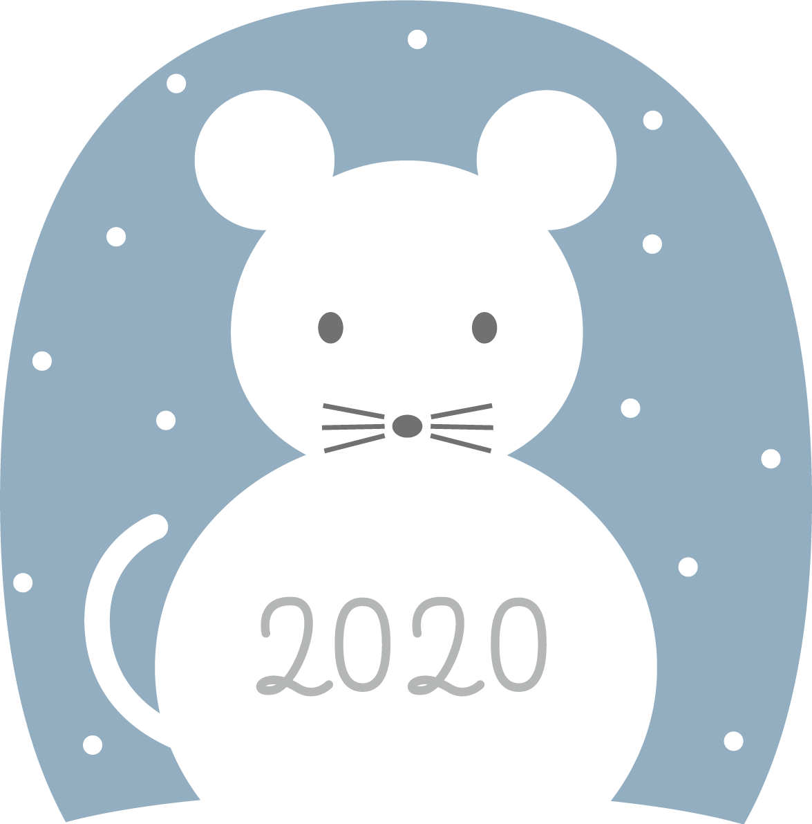 雪だるまのねずみ(ネズミ 鼠) かわいい子年の無料イラスト(2020)85313に写真・文字を入れる