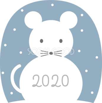 雪だるまのねずみ(ネズミ 鼠) かわいい子年の無料イラスト(2020)85313