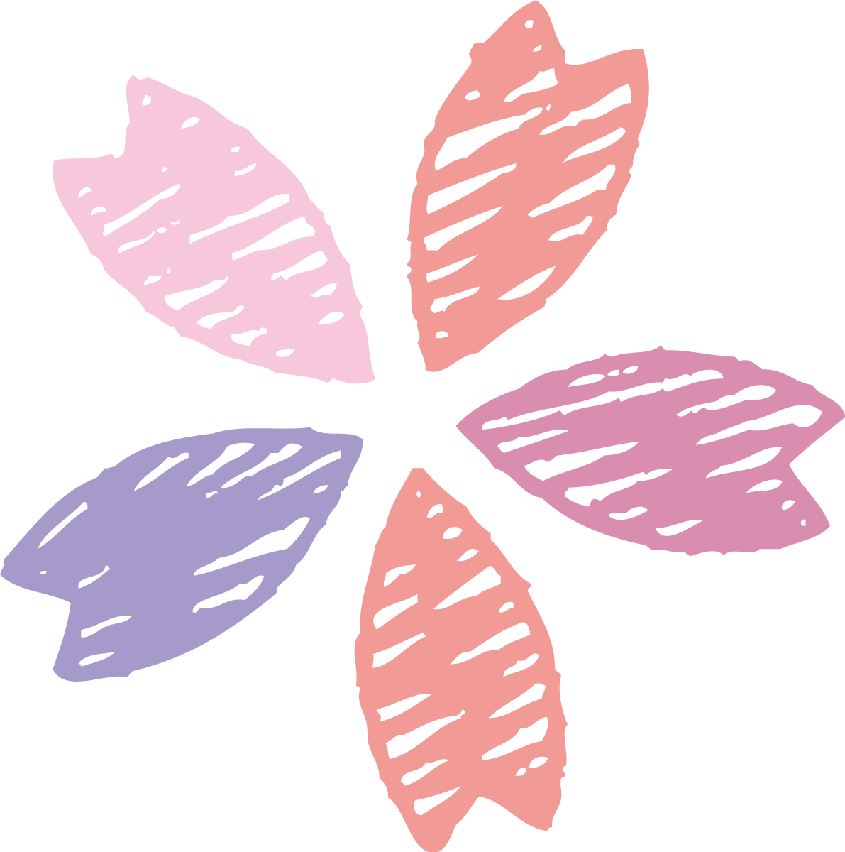 クレヨンタッチの色んな色の桜の花びら おしゃれ無料(フリー)イラスト85364に写真・文字を入れる