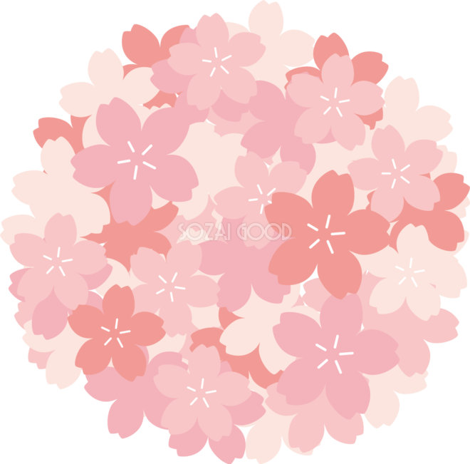 たくさんの丸く重なる桜の花びら おしゃれ無料 フリー イラスト 素材good