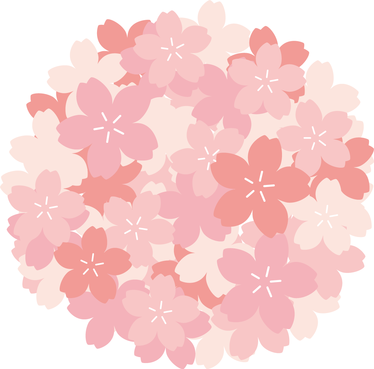 たくさんの丸く重なる桜の花びら おしゃれ無料(フリー)イラスト85365に写真・文字を入れる