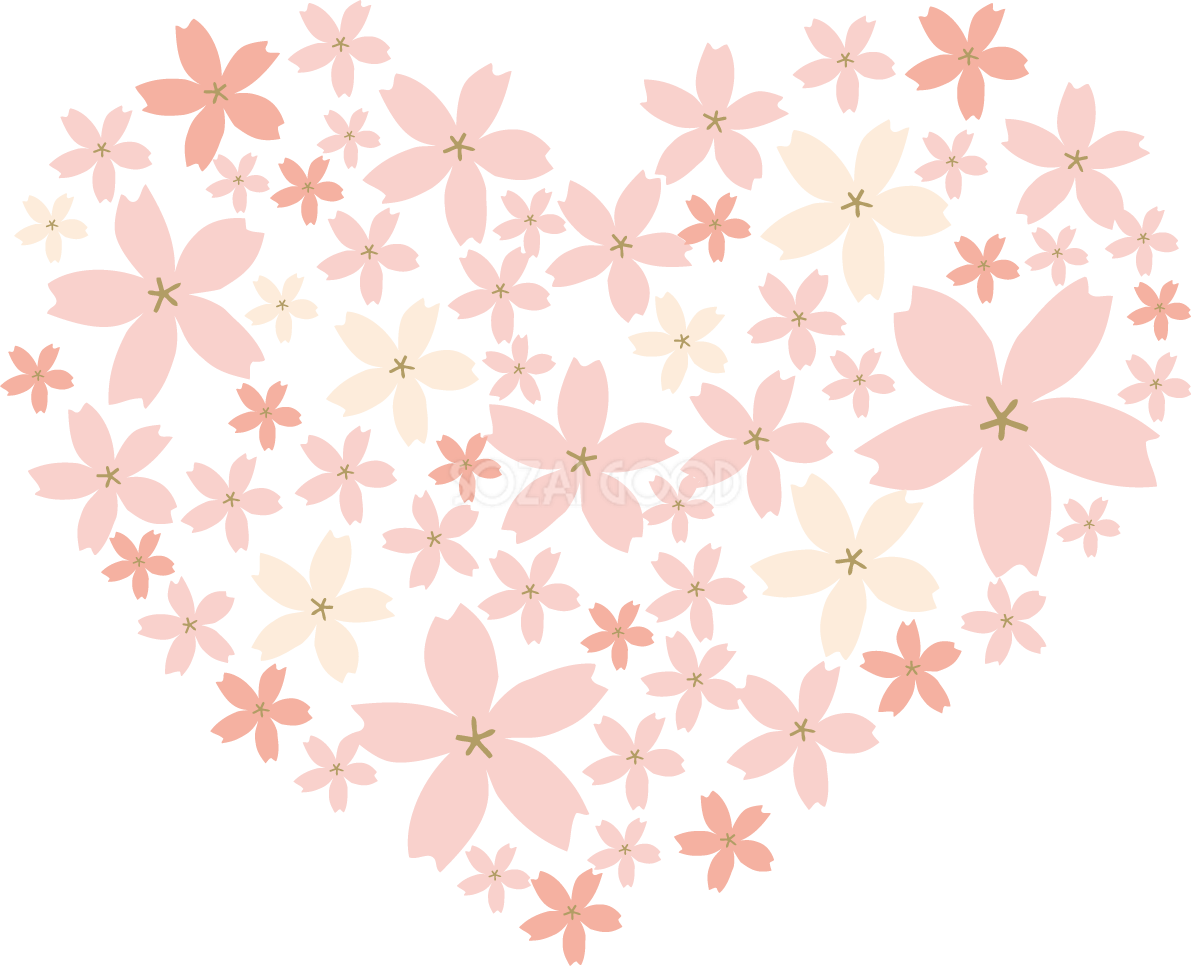 ハート型に集まった桜の花びら おしゃれ無料(フリー)イラスト85367