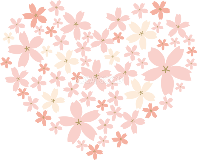 ハート型に集まった桜の花びら おしゃれ無料 フリー イラスト85367