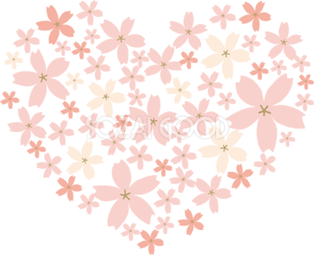 ハート型に集まった桜の花びら おしゃれ無料(フリー)イラスト85367