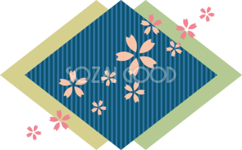三つの重なる菱形と桜の花びら おしゃれ無料(フリー)イラスト85373