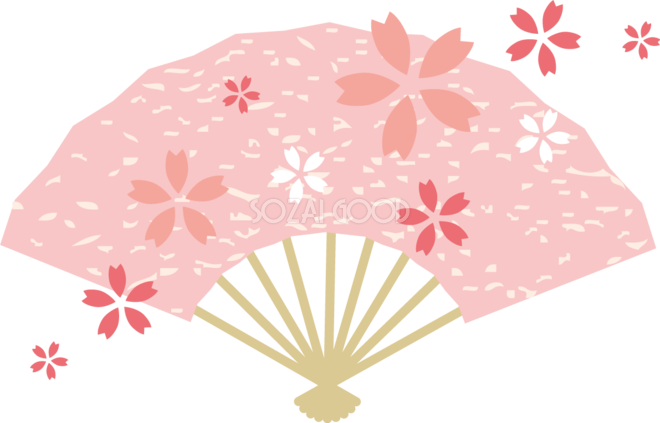 扇と桜の桜の花びら おしゃれ無料 フリー イラスト85377 素材good