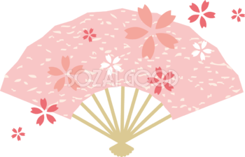 扇と桜の桜の花びら おしゃれ無料(フリー)イラスト85377