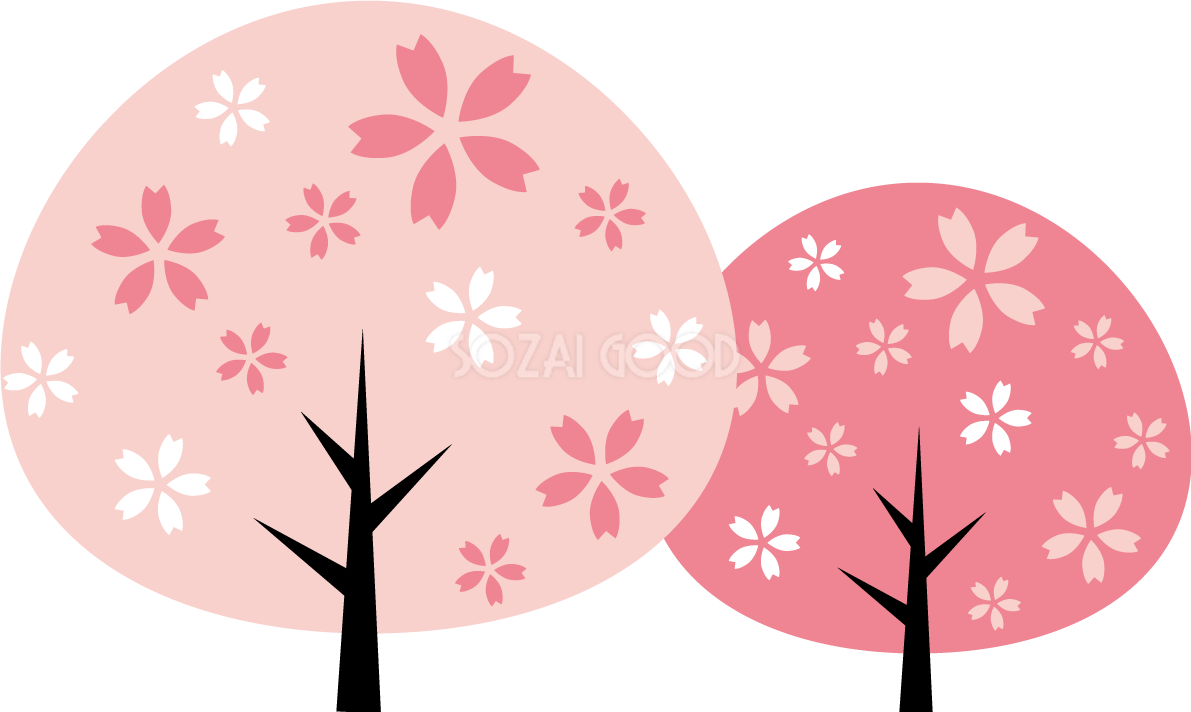 2色の桜の木 おしゃれ無料(フリー)イラスト85379
