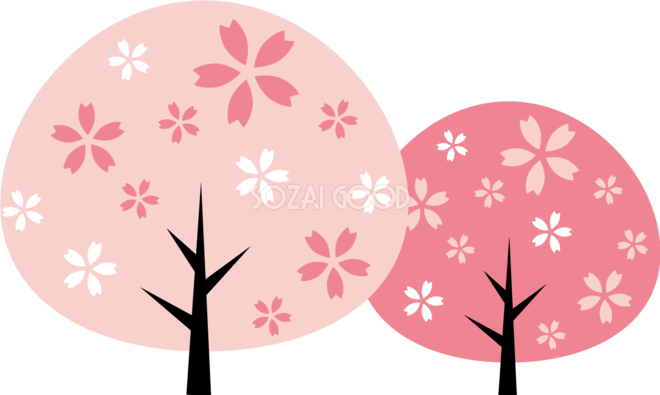 2色の桜の木 おしゃれ無料 フリー イラスト85379 素材good