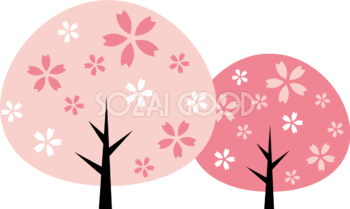 2色の桜の木 おしゃれ無料(フリー)イラスト85379