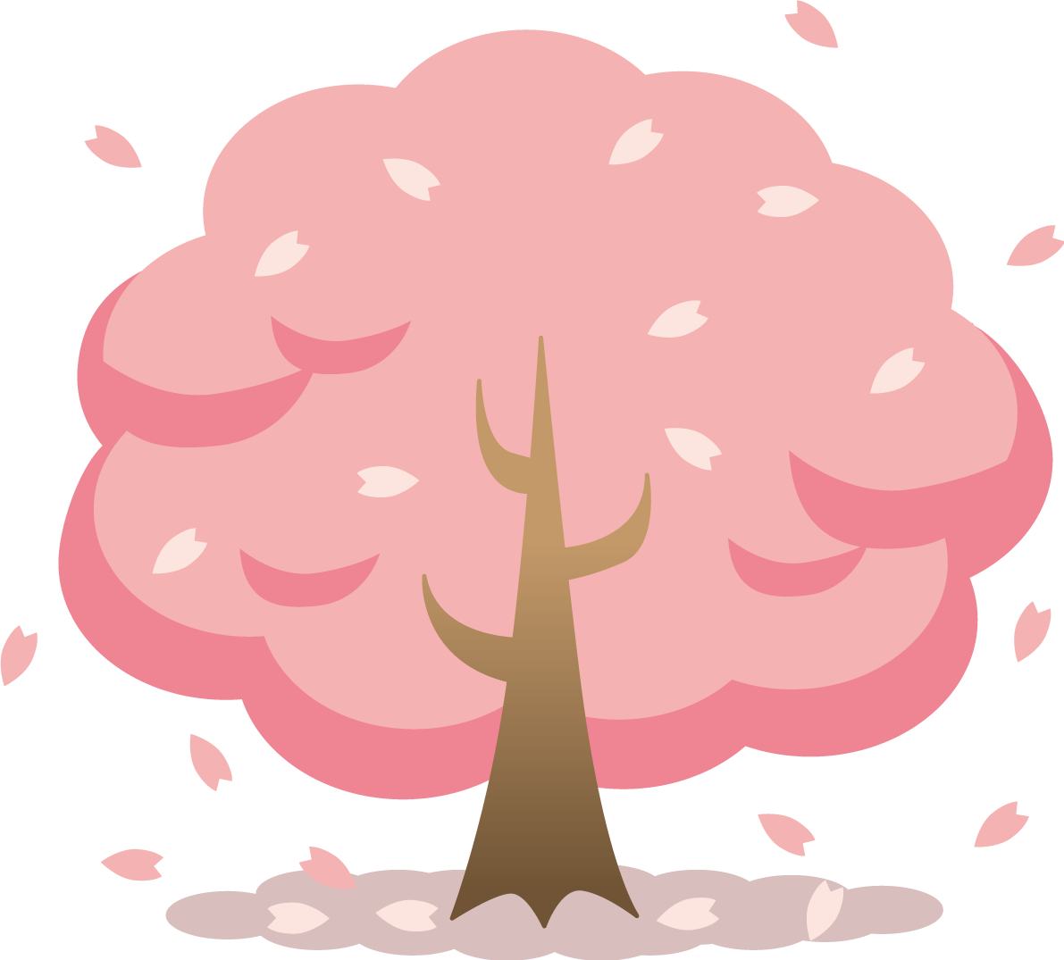 花びら舞う桜の木 おしゃれ無料(フリー)イラスト85381に写真・文字を入れる