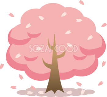 花びら舞う桜の木 おしゃれ無料(フリー)イラスト85381