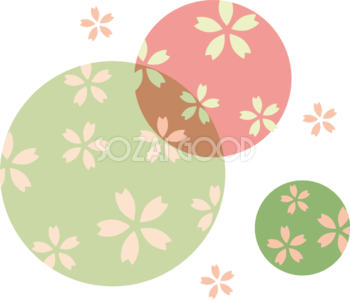 桜柄の重なる円  おしゃれ和風の無料(フリー)イラスト85384