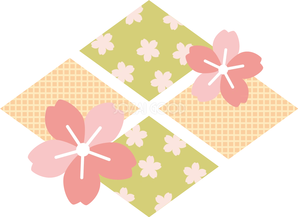 四つの菱形と桜  おしゃれ和風の無料(フリー)イラスト85385