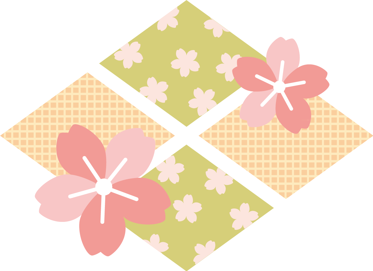 四つの菱形と桜  おしゃれ和風の無料(フリー)イラスト85385に写真・文字を入れる