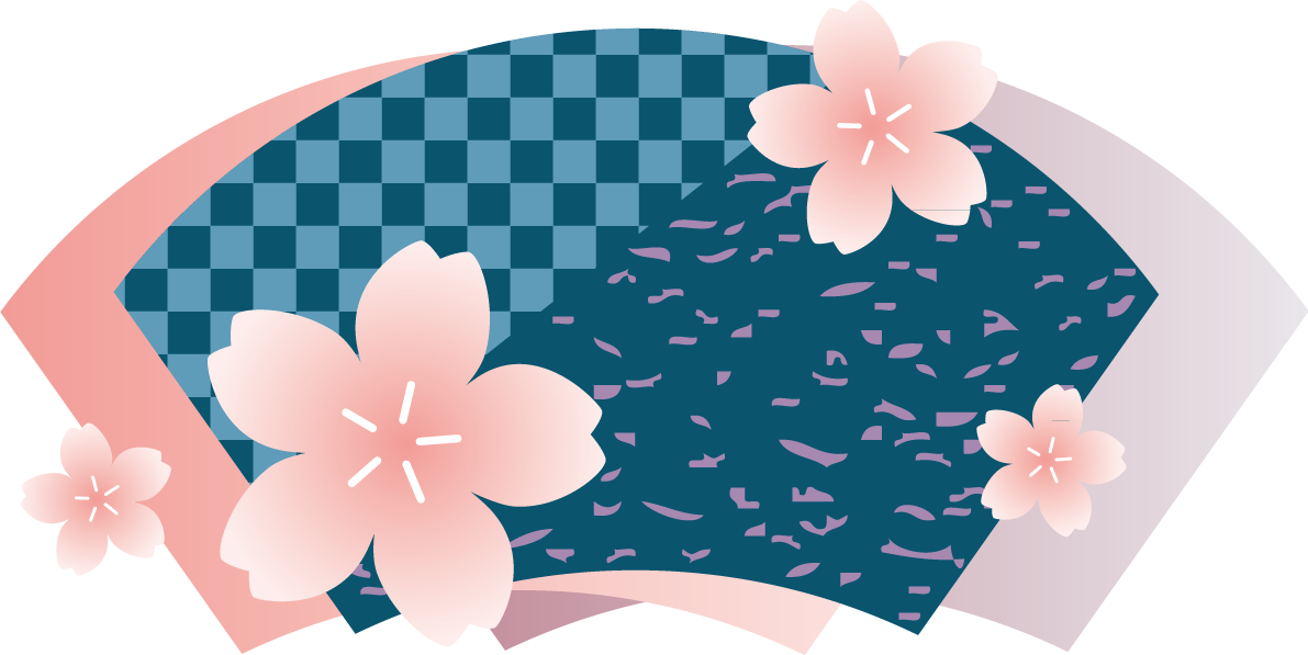 重なる扇形と桜  おしゃれ和風の無料(フリー)イラスト85387に写真・文字を入れる