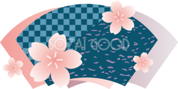 重なる扇形と桜  おしゃれ和風の無料(フリー)イラスト85387