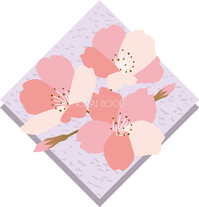重なる菱形の上に花びらの色が違う桜 おしゃれ和風の無料 フリー イラスト853 素材good