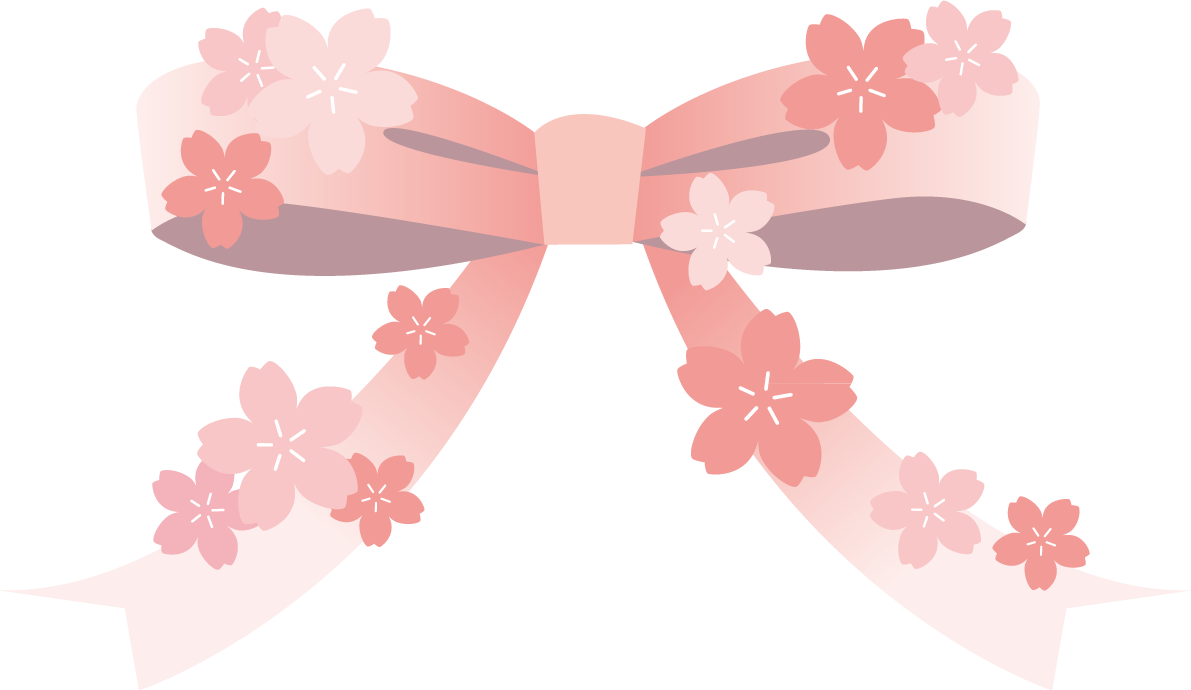 リボンと桜の花  おしゃれ和風の無料(フリー)イラスト85391に写真・文字を入れる