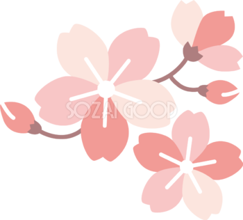 花びらが色んなピンクの桜  おしゃれ和風の無料(フリー)イラスト85392