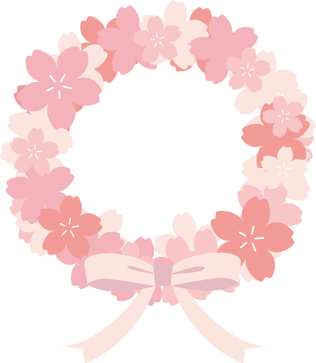 桜の花輪  おしゃれ和風の無料(フリー)イラスト85393に写真・文字を入れる