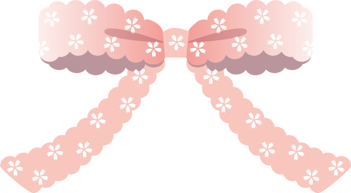 桜模様のレースのリボン  おしゃれ和風の無料(フリー)イラスト85394に写真・文字を入れる