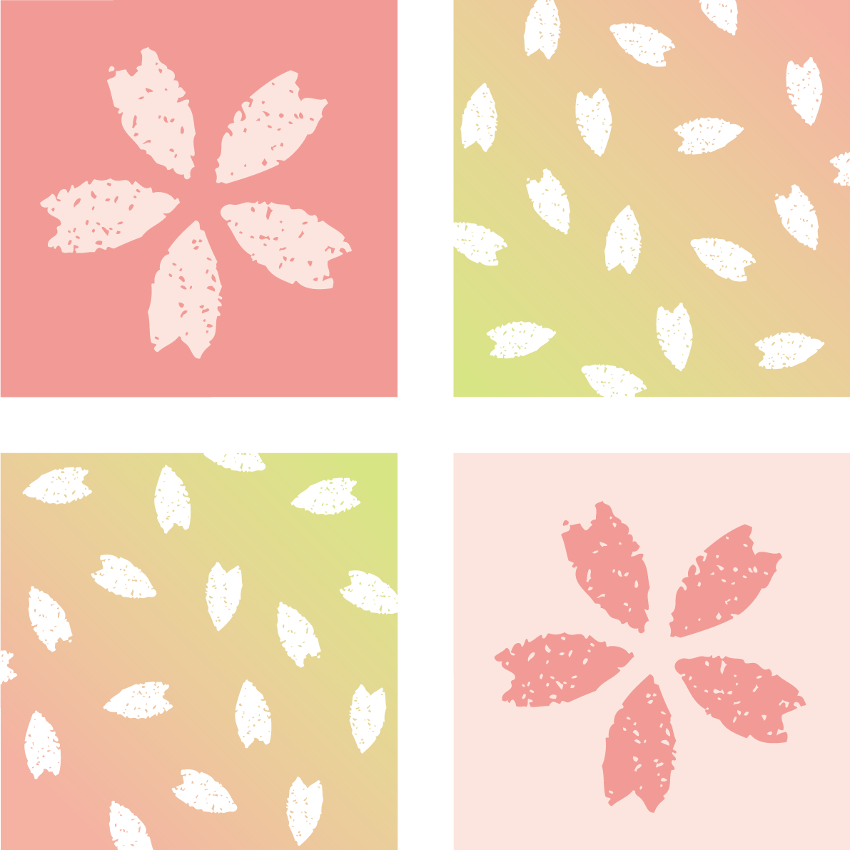 四つの四角形と桜の花  おしゃれ和風の無料(フリー)イラスト85396に写真・文字を入れる