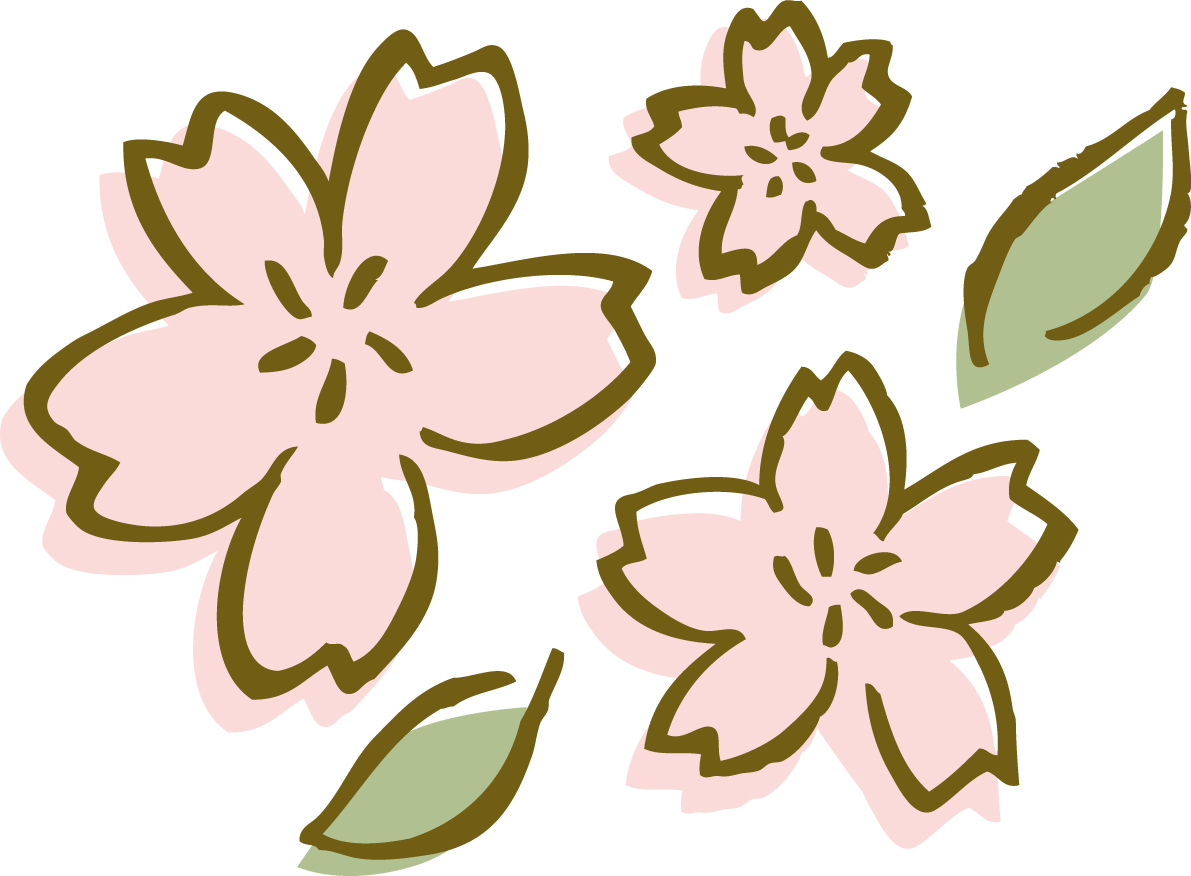 筆描き風の葉桜  おしゃれ和風の無料(フリー)イラスト85399に写真・文字を入れる