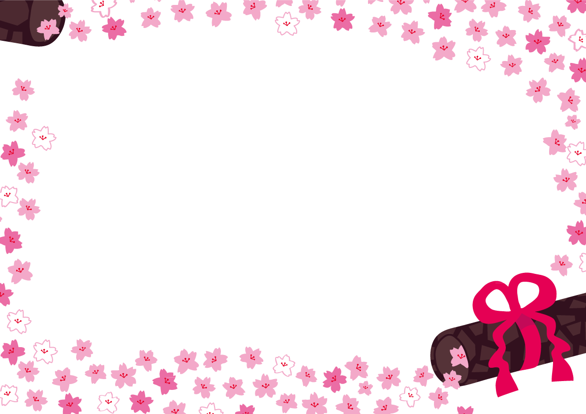 桜のかわいい卒業式フレーム枠イラスト無料フリー85415に写真・文字を入れる