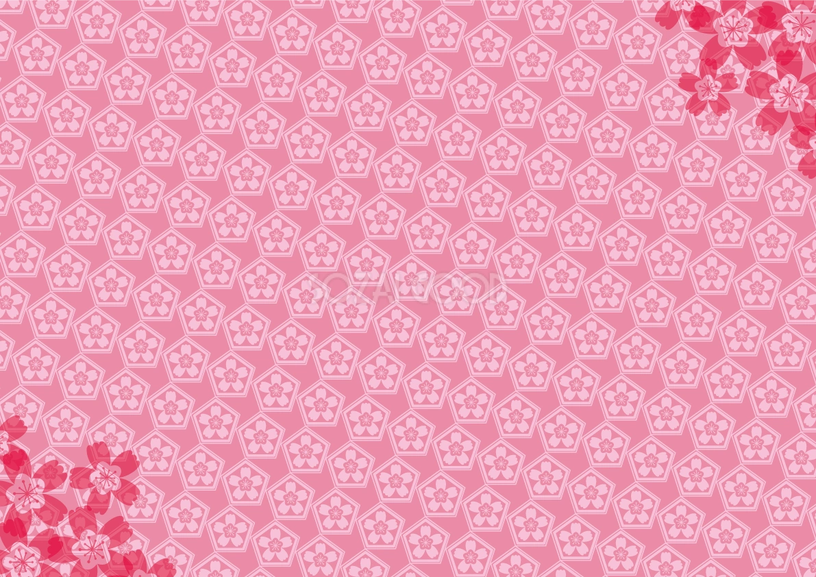かわいいトラディッショナルな桜パターン背景柄イラスト無料フリー85432