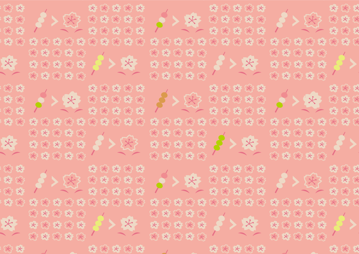 桜かわいいピンクベースの花よりだんご背景柄イラスト無料フリー85437に写真・文字を入れる