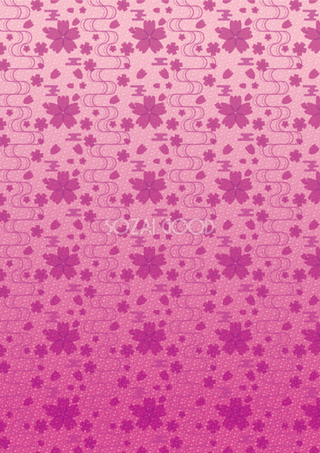 桜和風系 紫桜と流水紋背景柄イラスト無料フリー 素材good