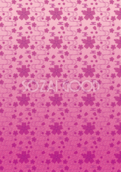 桜和風系：紫桜と流水紋背景柄イラスト無料フリー85439