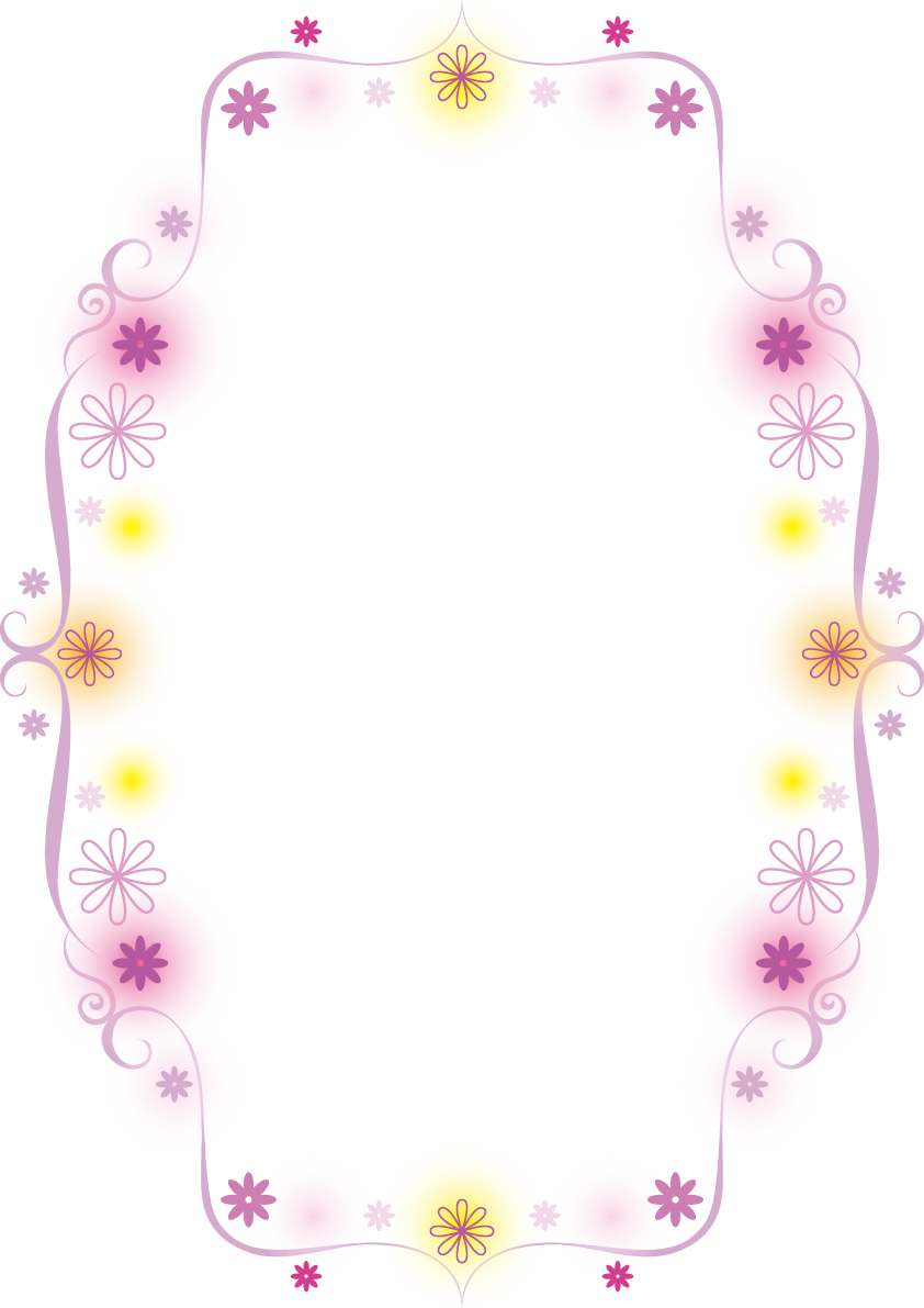 パステルカラーの小花かわいい縦ピンクフレーム枠の無料(フリー)イラスト85520に写真・文字を入れる