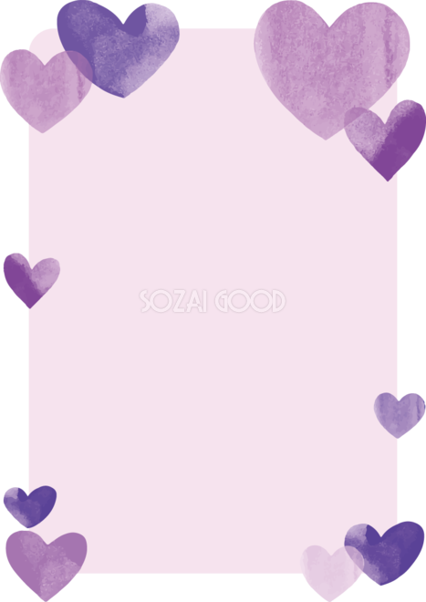 ハートかわいい縦フレーム枠パープル 紫 の無料 フリー イラスト 素材good