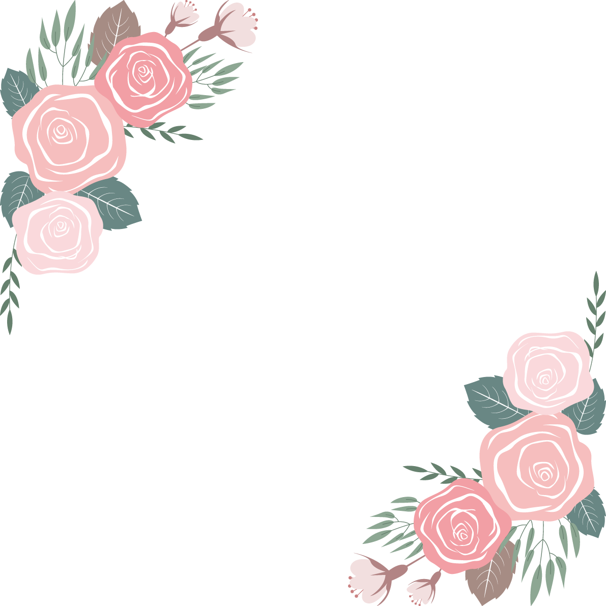 可愛らしいピンクの薔薇おしゃれ角飾りフレーム枠イラスト(無料)フリー85612に写真・文字を入れる