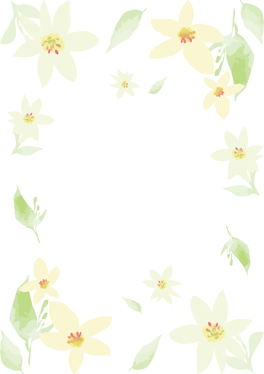 気品溢れる白色の花々おしゃれ水彩画風 縦のフレーム枠イラスト(無料)フリー85717に写真・文字を入れる
