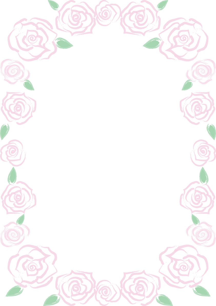 筆風の淡い薔薇の花おしゃれ水彩画風 縦のフレーム枠イラスト(無料)フリー85726に写真・文字を入れる