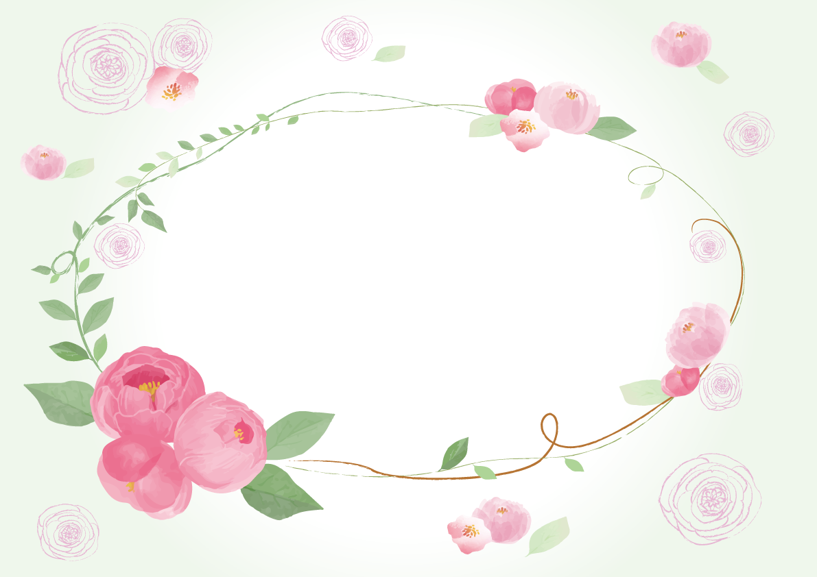 エレガントなシャクヤクの花おしゃれ水彩画風フレーム枠イラスト(無料)フリー85769に写真・文字を入れる