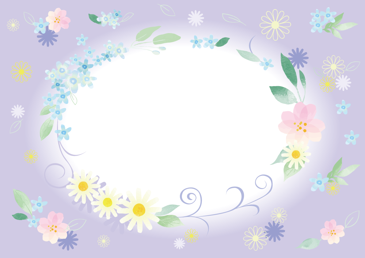 たくさんの花おしゃれ水彩画風フレーム枠イラスト(無料)フリー85771に写真・文字を入れる