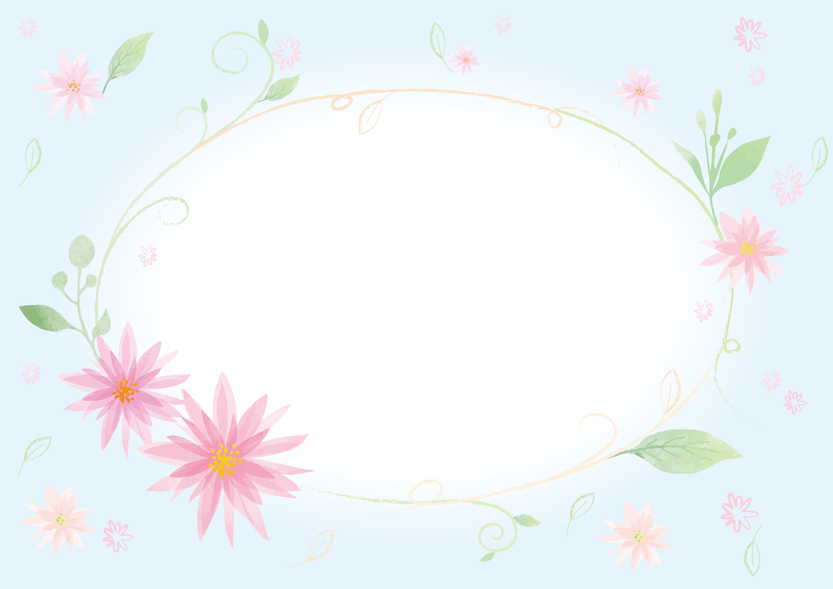 爽やかな小花おしゃれ水彩画風フレーム枠イラスト(無料)フリー85784に写真・文字を入れる