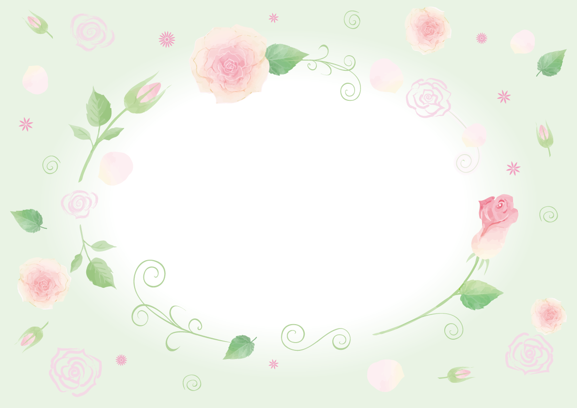 淡いピンクのバラ（薔薇）おしゃれ水彩画風フレーム枠イラスト(無料)フリー85787に写真・文字を入れる