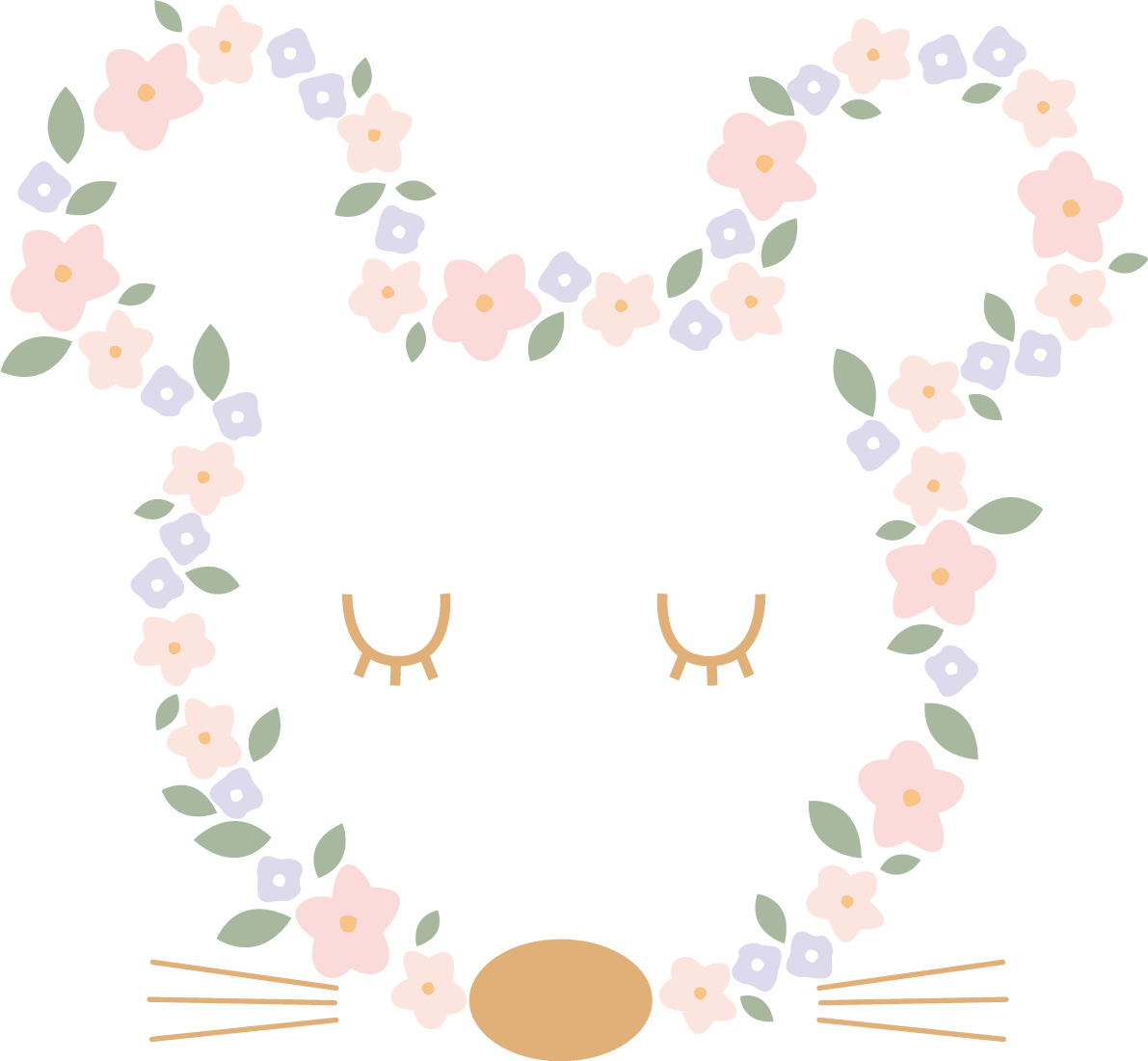 ねずみ(ネズミ 鼠)の形の花のリース かわいい2020子年イラスト 無料 フリー85810に写真・文字を入れる