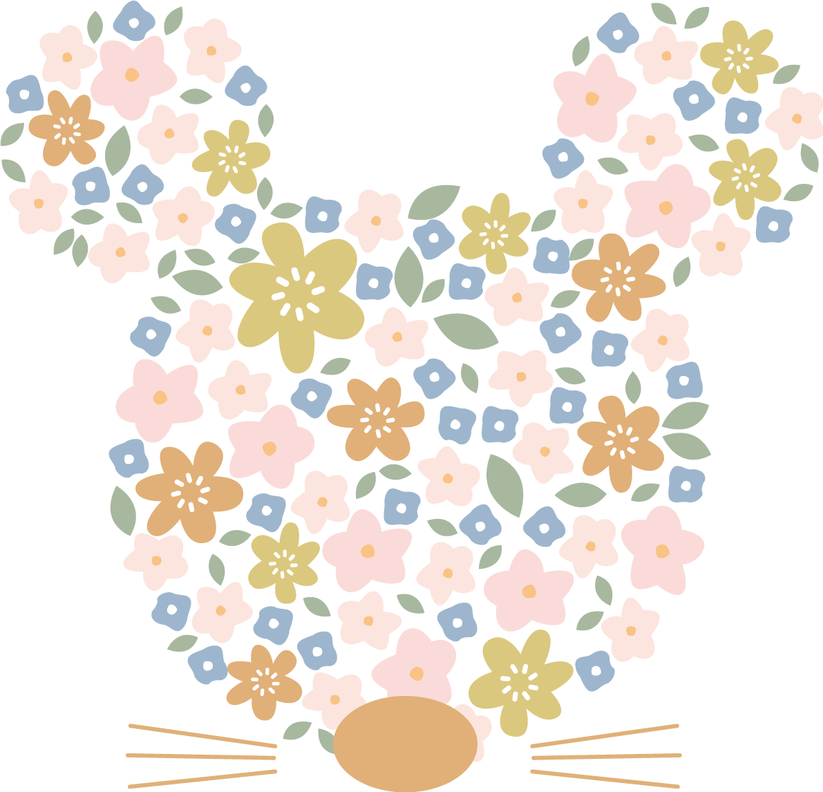 花でできた ねずみ(ネズミ 鼠) かわいい2020子年イラスト 無料 フリー85814に写真・文字を入れる