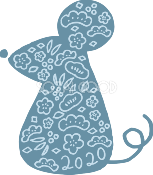 松と梅と南天柄の ねずみ(ネズミ 鼠) かわいい2020子年イラスト 無料 フリー85823