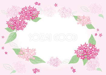 ピンクのペンタス夏のおしゃれ水彩画風フレーム枠イラスト(無料)フリー85876