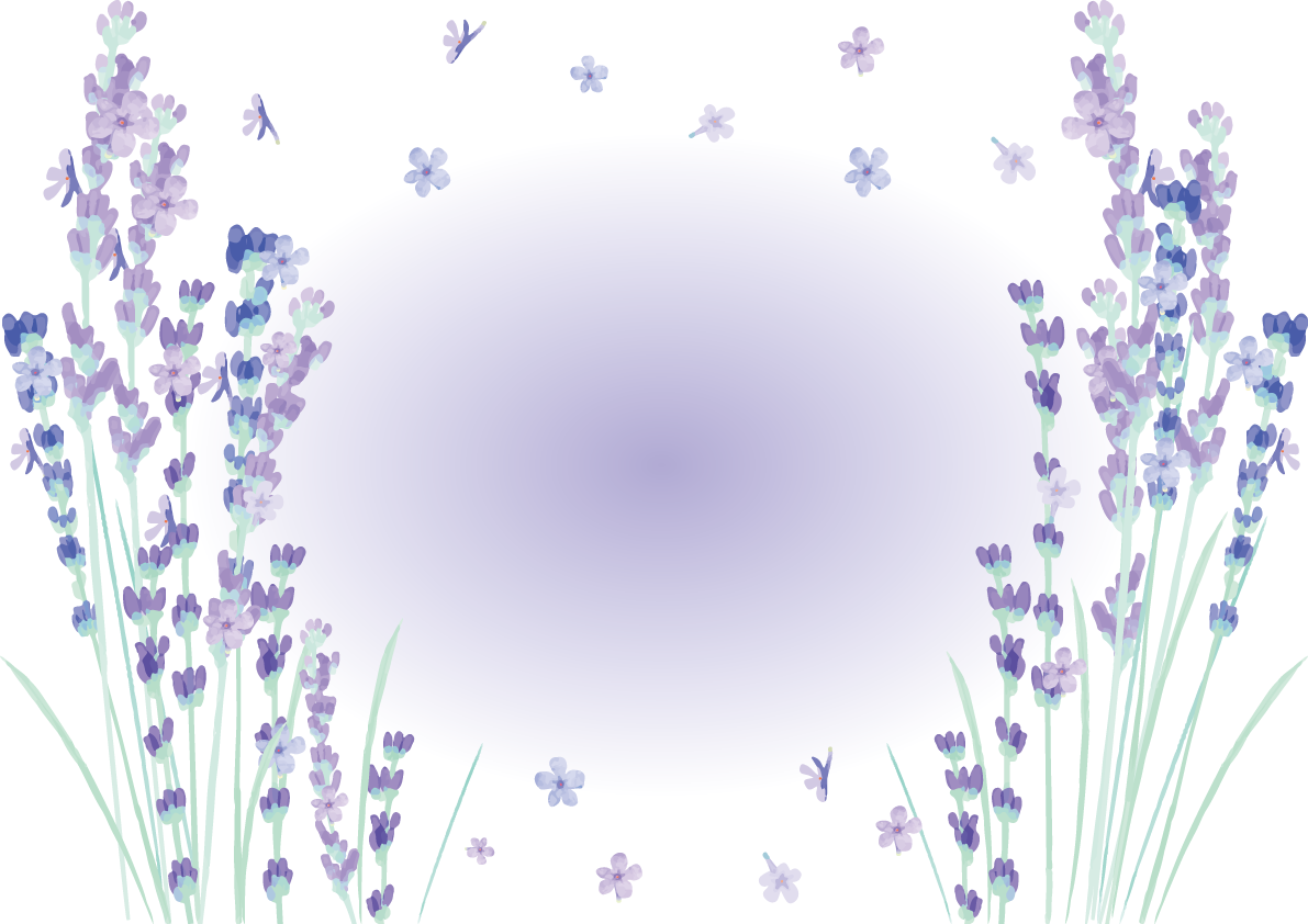 心安らぐラベンダーの花夏のおしゃれ水彩画風フレーム枠イラスト(無料)フリー85886に写真・文字を入れる