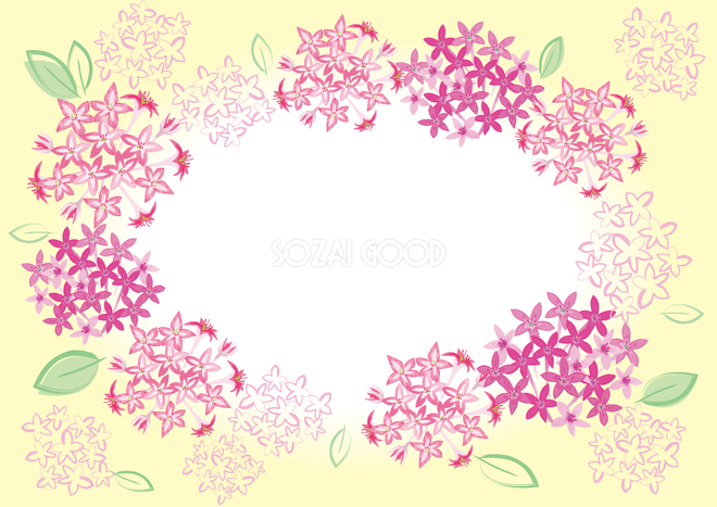 星型が可愛いペンタスの花夏のおしゃれ水彩画風フレーム枠イラスト