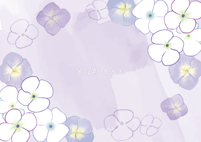 淡い紫の紫陽花 夏のおしゃれ水彩画風フレーム枠イラスト 無料 フリー850 素材good